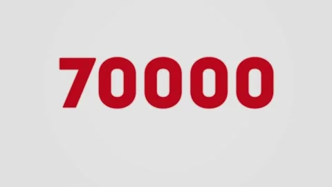 70k Minimalistic Design Counter. Red Numbers on the White Font. Stock Footage 132052672