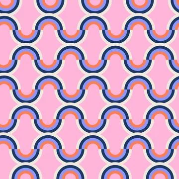 70s 80s Groovy Seamless Pattern. Psychedelic geometric vintage wallpaper, vector 스톡 일러스트