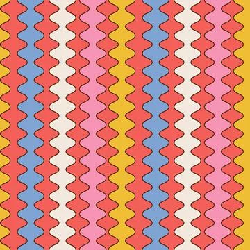 70s Geometric Retro seamless pattern. Rainbow colorful nostalgic background Stock Illustration