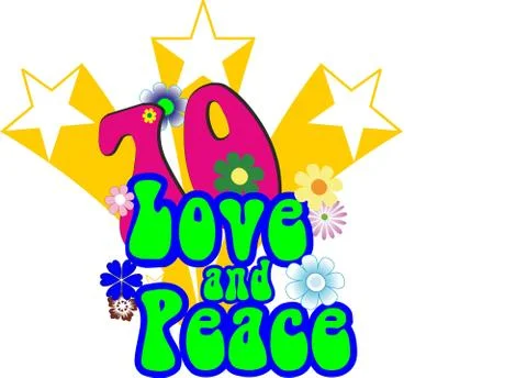 70s hippie logo Stock Illustration