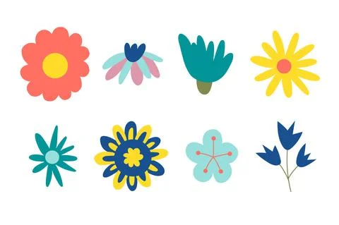 70s retro flower clipart elements Illustrazione stock