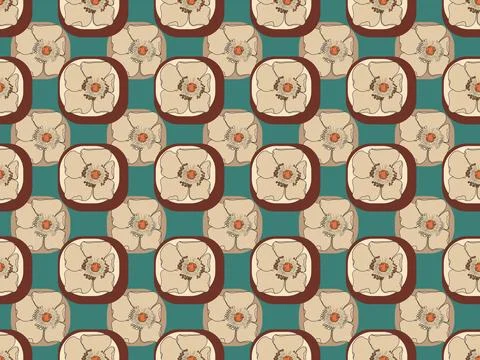 70s Retro flower power geometry pattern background Stock Illustration