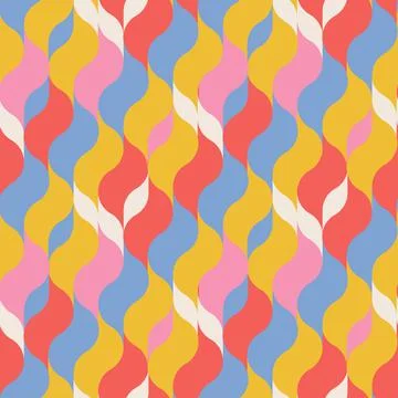 70s retro vintage wavy pattern in rainbow colors. Tipples geometric groovy Stock Illustration
