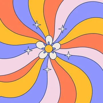70s retro wavy square background. Vintage colorful iris sunburst backdrop Stockillustratie