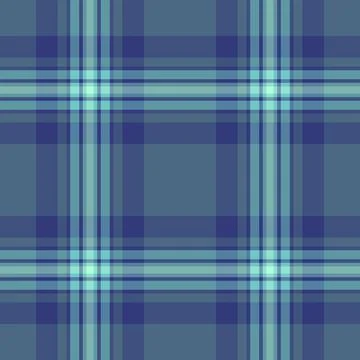 70s seamless plaid vector, blue tartan fabric textile. Plain check backgrou.. Stock Illustration