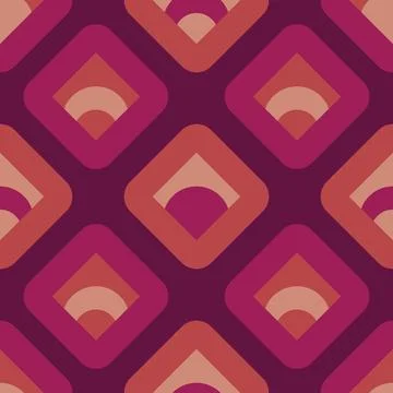 70s sunset geometric cubes seamless vector pattern design Stock Illustration