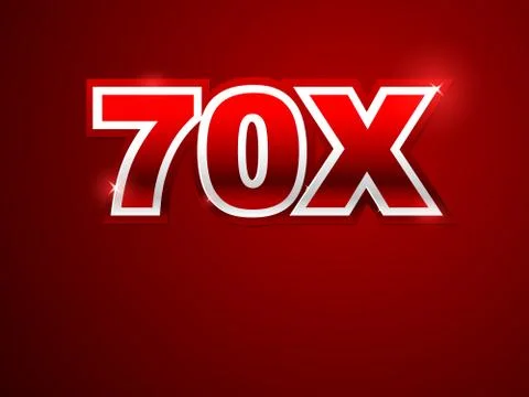 70x sign in red background Stock Illustration