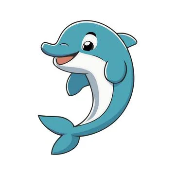 71. Cute Cartoon Dolphin Vector Illustration Stock Illustration