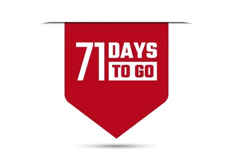 71 days to go red vector banner illustration isolated on white background Stock Illustration