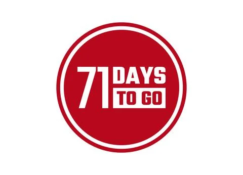 71 days to go red vector banner illustration isolated on white background Stock Illustration