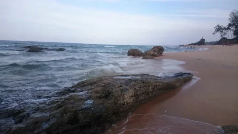 71 evening stone beach dungun malaysia Stock Footage 145763968