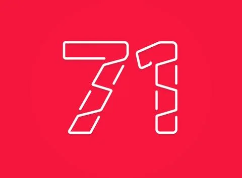 71 number. Modern trendy, creative style design. For logo, brand label, desig Stock Illustration