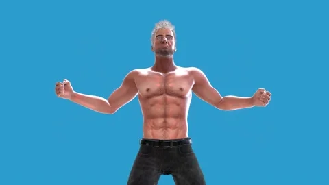 713 4k 3d animated two footages of AVATAR men with strong bodies Stockbeeldmateriaal 130364384