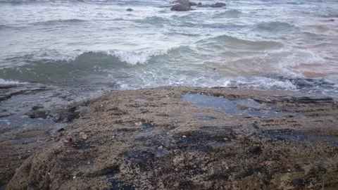 72 evening stone beach dungun malaysia Stock Footage 145763767
