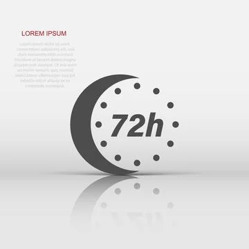 72 hour clock icon in flat style. Timer countdown vector illustration on is.. Stock Illustration