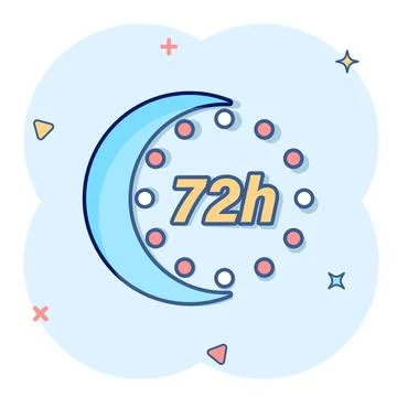 72 hours clock icon in comic style. Timer countdown cartoon vector illustra.. 스톡 일러스트