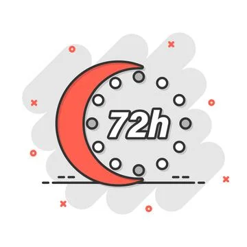 72 hours clock icon in comic style. Timer countdown cartoon vector illustra.. Stock-Illustration