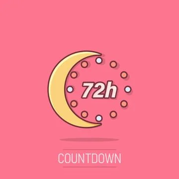 72 hours clock icon in comic style. Timer countdown cartoon vector illustra.. Stock-Illustration