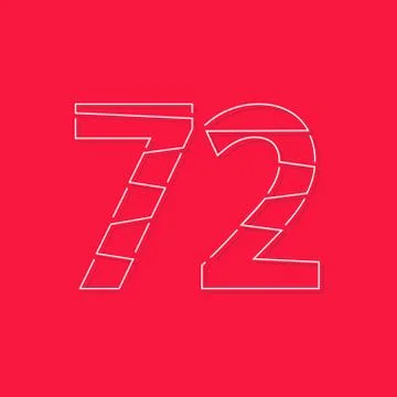 72 number, linear stroke font. Modern trendy, creative style design. For logo Stock Illustration