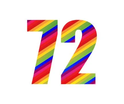 72 Number Rainbow Style Numeral Digit. Colorful Number Vector Illustration Stock Illustration