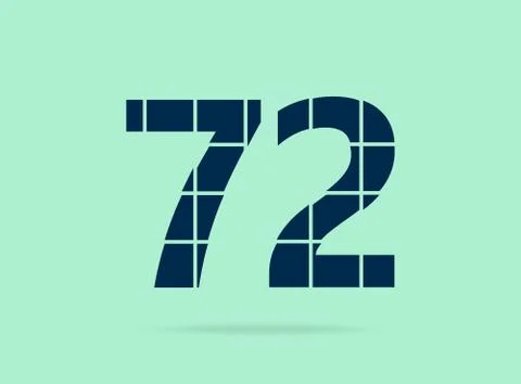 72 number, vector desing font.  Made of knife cut. For logo, brand label, des Stock Illustration