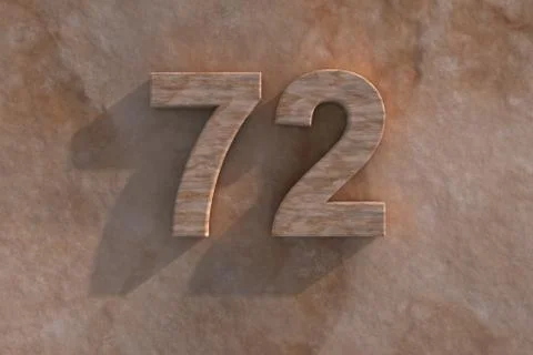 72 in numerals in mottled sandstone Stock Illustration