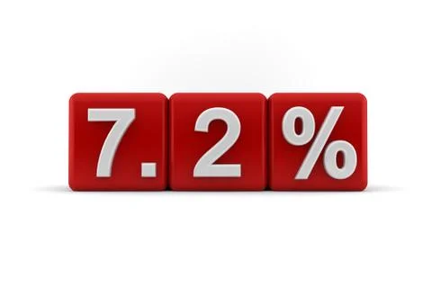 7.2 percent in white numbers on red cubes Stock Illustration