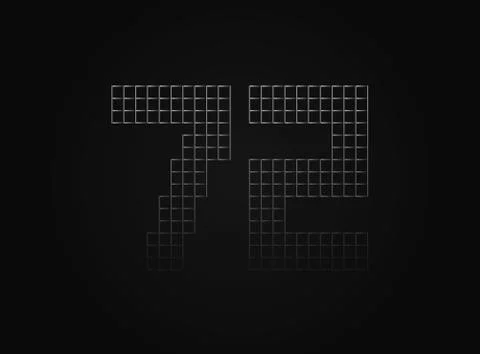 72 vector number made of metal chain link fence. For logo, brand label, desig Illustrazione stock