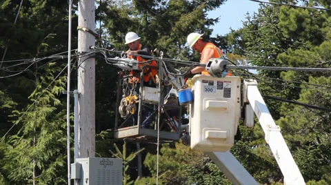 720p Electric Crew Working on Power Lines 6 Stock-Footage 39912176