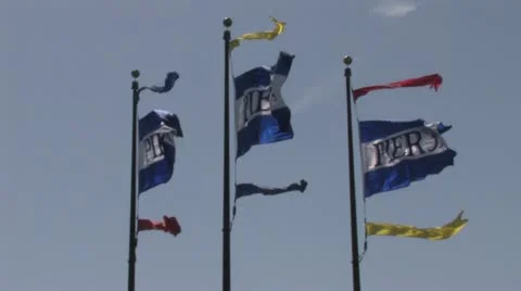 720p Pier 39 Flags Waving Stock-Footage 11356157