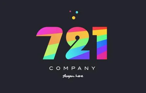 721 colored rainbow creative number digit numeral logo icon Stock Illustration