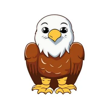 73. Cute Cartoon Bald Eagle Vector Illustration 스톡 일러스트
