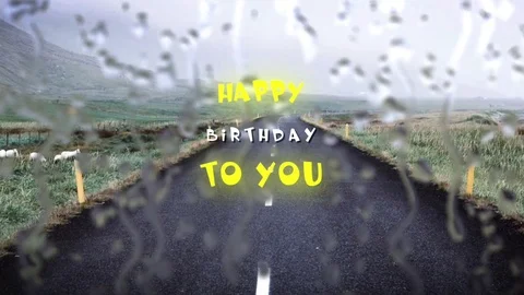 73 Happy Birthday Text Animation with Rain Effect on Glass v3 Stockbeeldmateriaal 127106985
