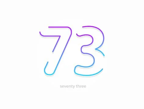 73 number, outline stroke gradient font. Trendy, dynamic creative style desig Stock Illustration