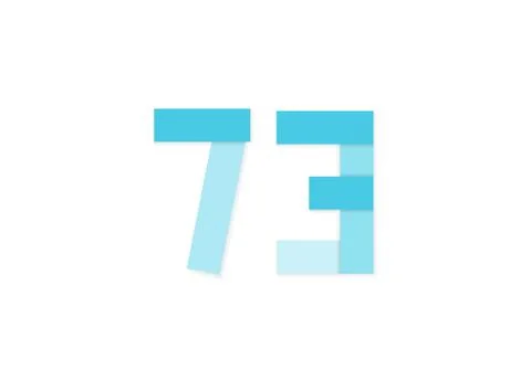 73 number, vector logo, paper cut desing font made of blue color tones .Isola Stock Illustration