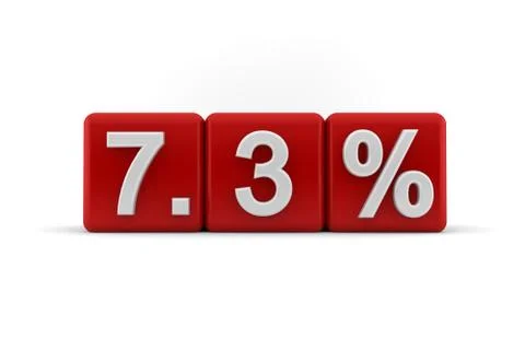 7.3 percent in white numbers on red cubes Stock Illustration