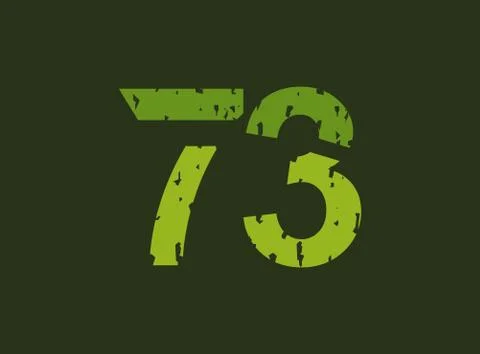 73 vector number made of grungy, grunge texture. Rubber stamp imprint style.  스톡 일러스트