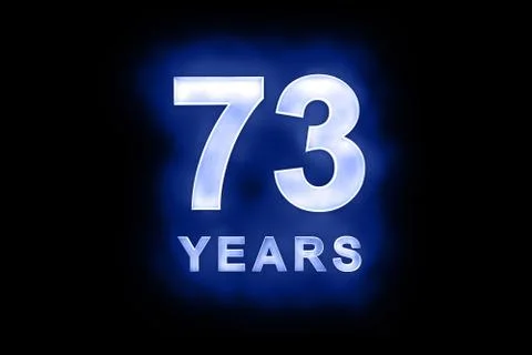 73 years in glowing white numbers on blue Stock Illustration