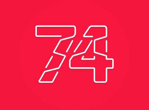 74 number. Modern trendy, creative style design. For logo, brand label, desig Illustrazione stock