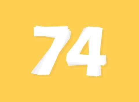 74 Number vector, modern layers design font. Eps10 illustration 스톡 일러스트