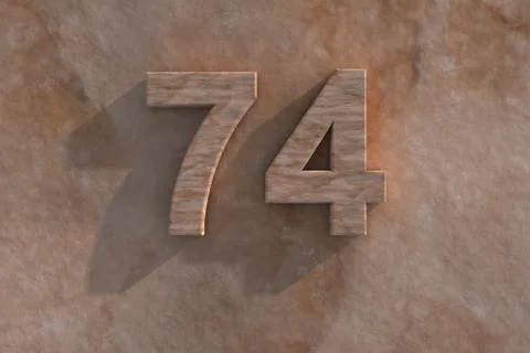 74 in numerals in mottled sandstone Stock Illustration