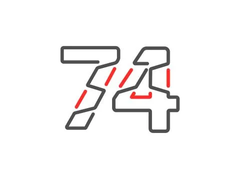 74 vector number. Modern trendy, creative style line design. For logo, brand  Stock Illustration