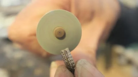746. jewelry making: sharpening a metal ring Stock Footage
