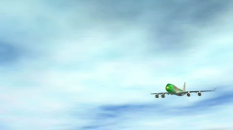 747 Green Sky Fly Video stock 349698
