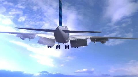 747 Jet Passing By in Air Stock Footage 11439629