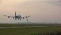 747 Jumbojet landing in the morning HD Footage