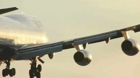 747 LANDING AT SUNSET 2 Stock Footage 2326580