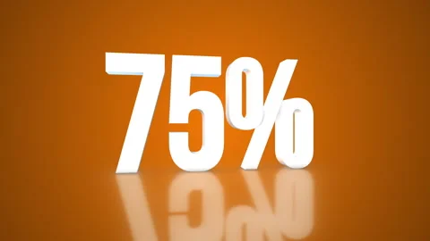 75% 3D Text spinning on an orange background. 360 Looped video. 4K 動画素材 276685548