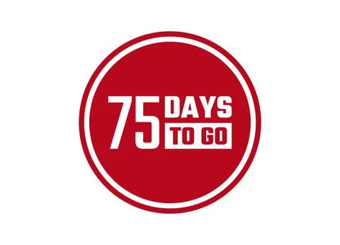 75 days to go red vector banner illustration isolated on white background Stock Illustration