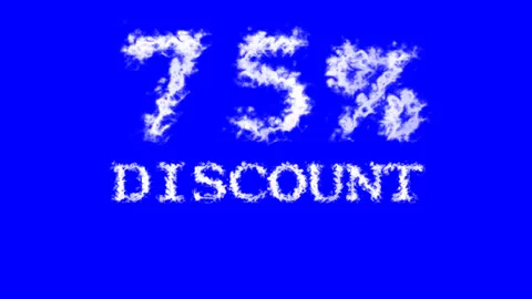 75% discount cloud text effect blue isolated background Stock Footage 139640487